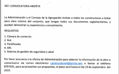 CONVOCATORIA ABIERTA OBRA PORTERÍA